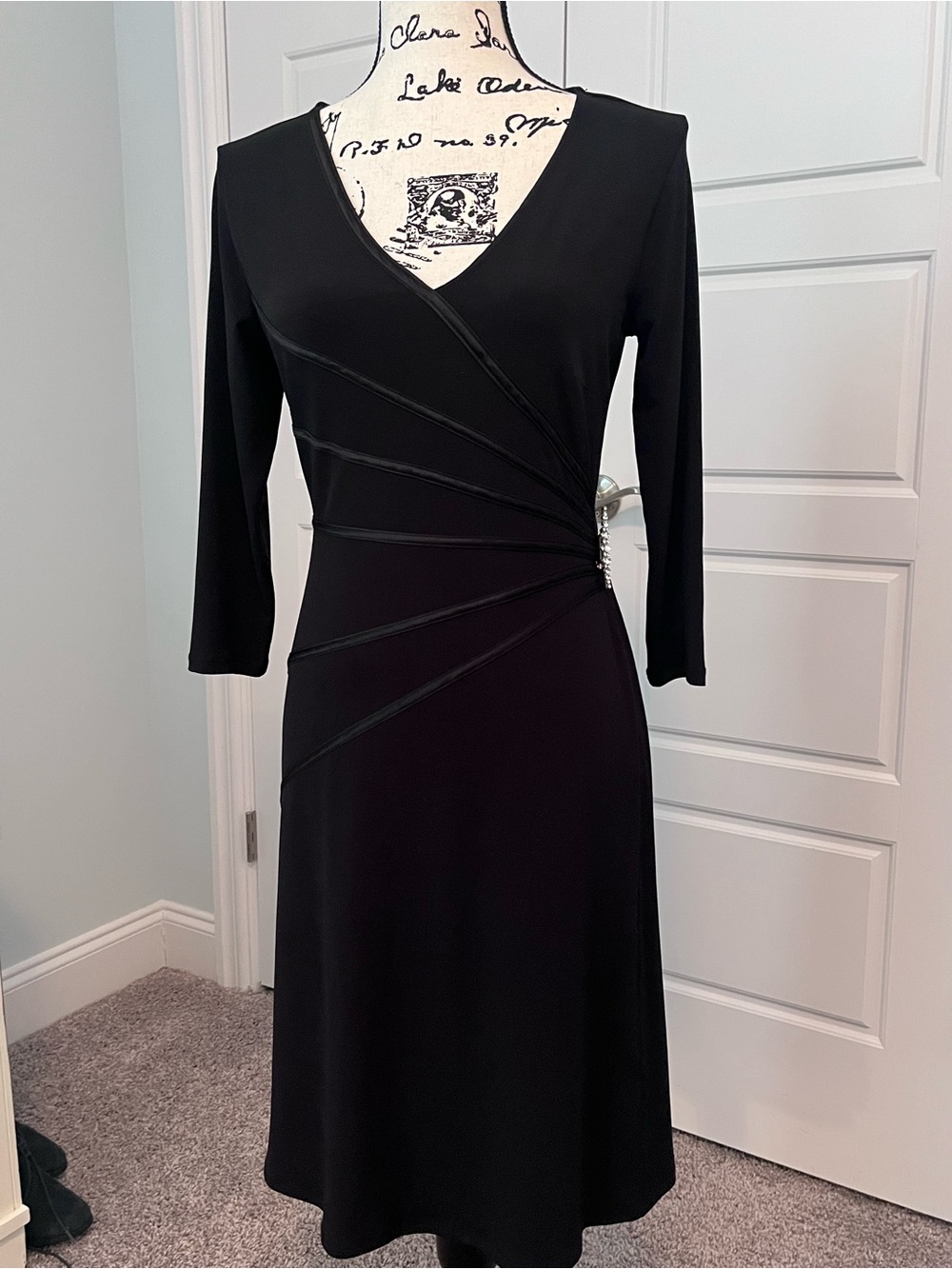 East 5th Black V-Neck Faux-Wrap Dress